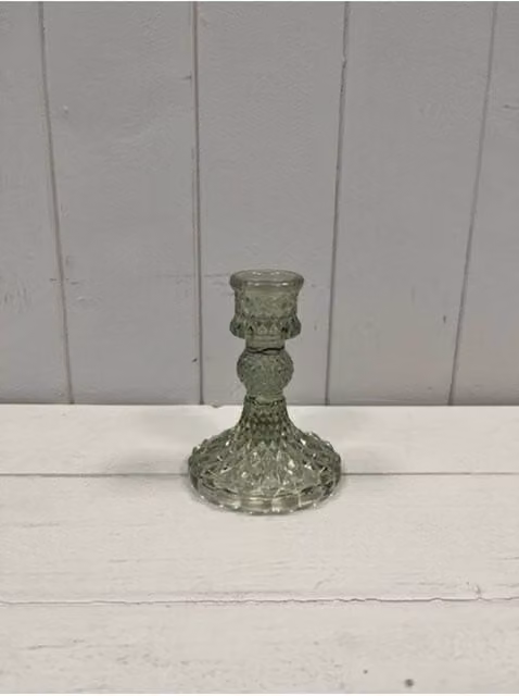 KDMD Large Green Glass Taper Candle Holder