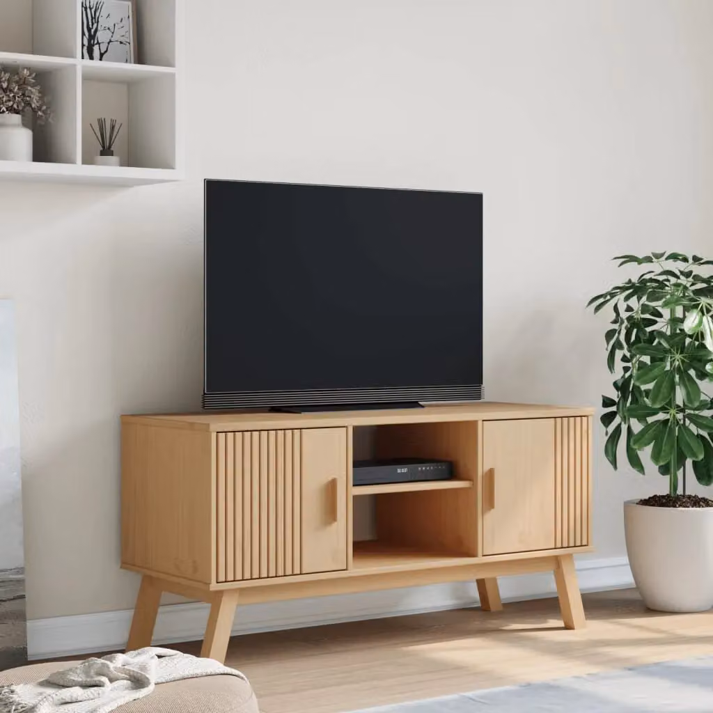 Berkfield Home OLDEN TV Cabinet in Brown Solid Pine Wood, W/D/H: 114 x 43 x 57 cm – 3
