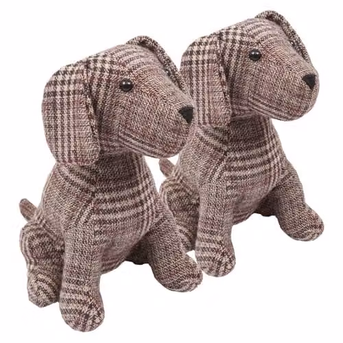 Nicola Spring Milo the Dog Door Stops, Brown, Pack of 2, H x W x D: 19 x 19 x 27.8 cm – 1