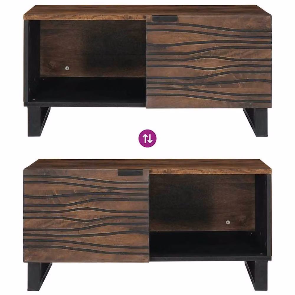 Berkfield Home Brown Mango Wood and MDF Rectangular Coffee Table W: 80 cm, D: 50 cm, H: 40 cm – 6