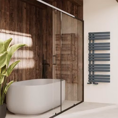 UK Radiators Percival Anthracite Elliptical Tube Designer Heated Towel Rail, H: 112 cm, W: 50 cm – 2
