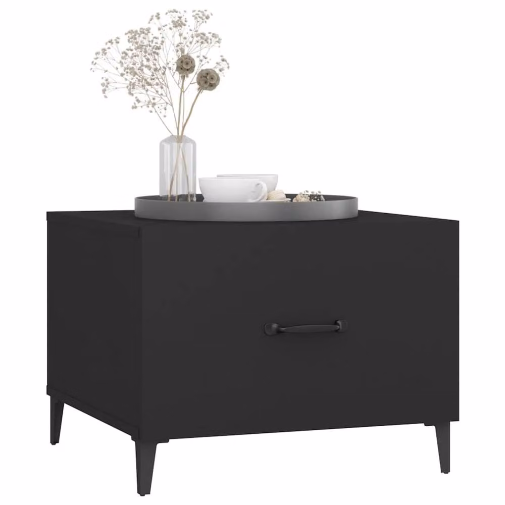 Berkfield Home Set of 2 Black Decorative Nested Coffee Tables with Metal Legs, W/D/H: 50 x 50 x 40 cm – 2