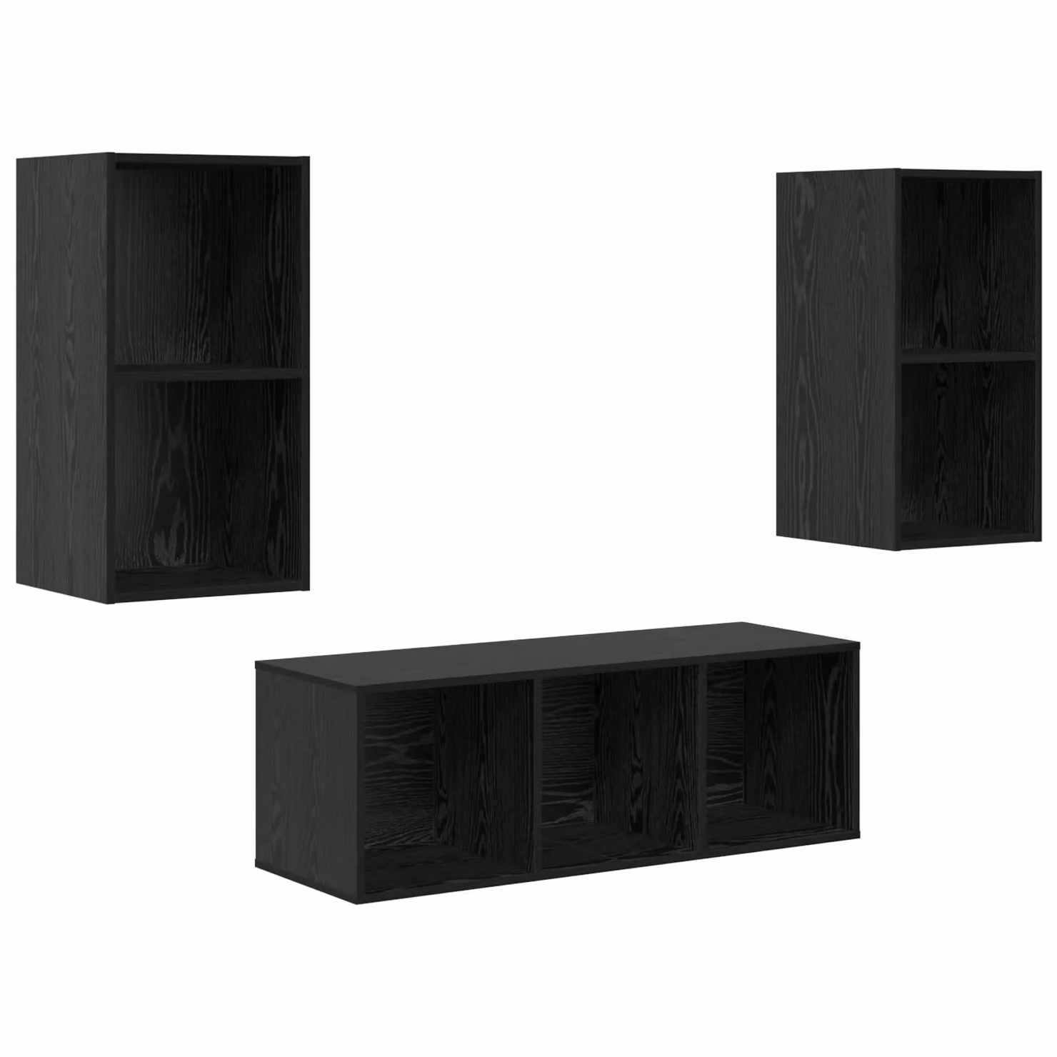 Berkfield Home 3-Piece Modern TV Cabinet Set in Black Oak, W/D/H: 37 x 37 x 107 cm – 2