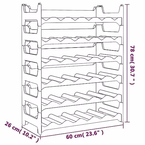 vidaXL Stackable Wine Rack for 36 Bottles, Anthracite/Black, W/D/H: 78 x 26 x 60 cm – 3