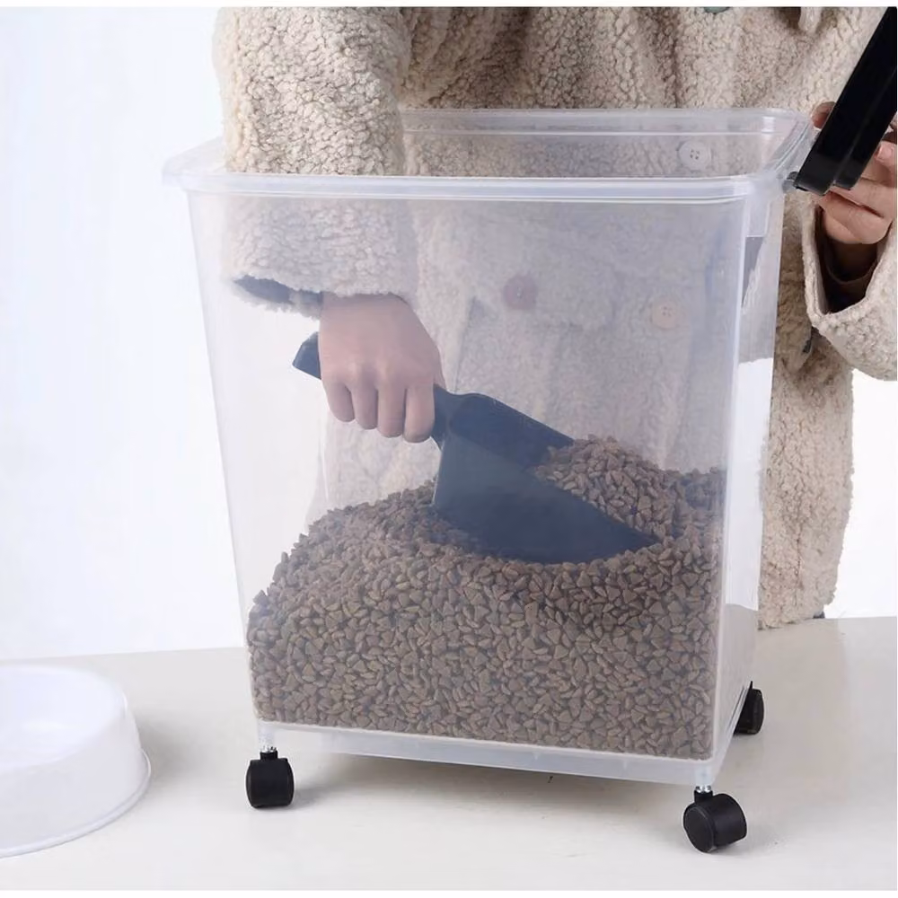 NESTLUNE Airtight Wheeled Plastic Pet Food Storage Bin, 15 kg, Black – 3