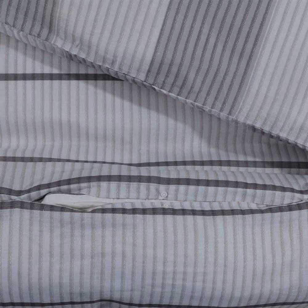 Berkfield Home Elegant Grey Cotton Duvet Cover and Pillowcase Set, W/D/H: 140 x 200 cm and 50 x 75 cm – 4