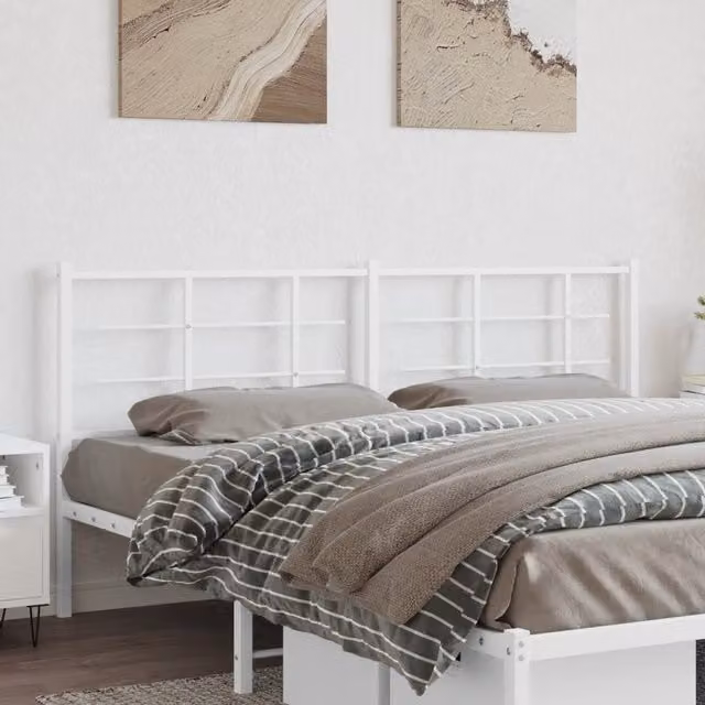 Berkfield Home Classic Metal Headboard in White – 1