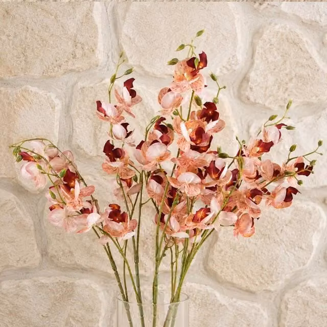Botanik Leaf Pink Artificial Mini Orchid Stem, Pack of 6, Height: 80 cm
