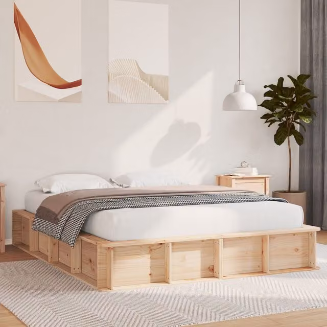 Berkfield Home Modern Solid Pine Bed Frame with Lift-Up Storage, Brown, W/D/H: 150 x 200 cm – 1