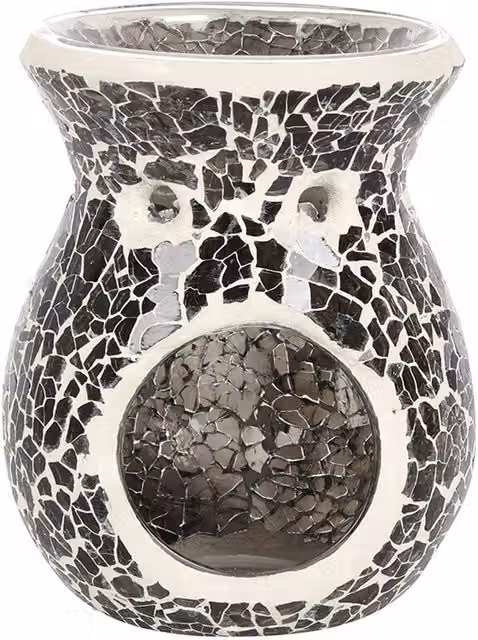 Something Different Crackle Effect Mid Grey Tabletop Oil Burner with Tealight Holder – 1