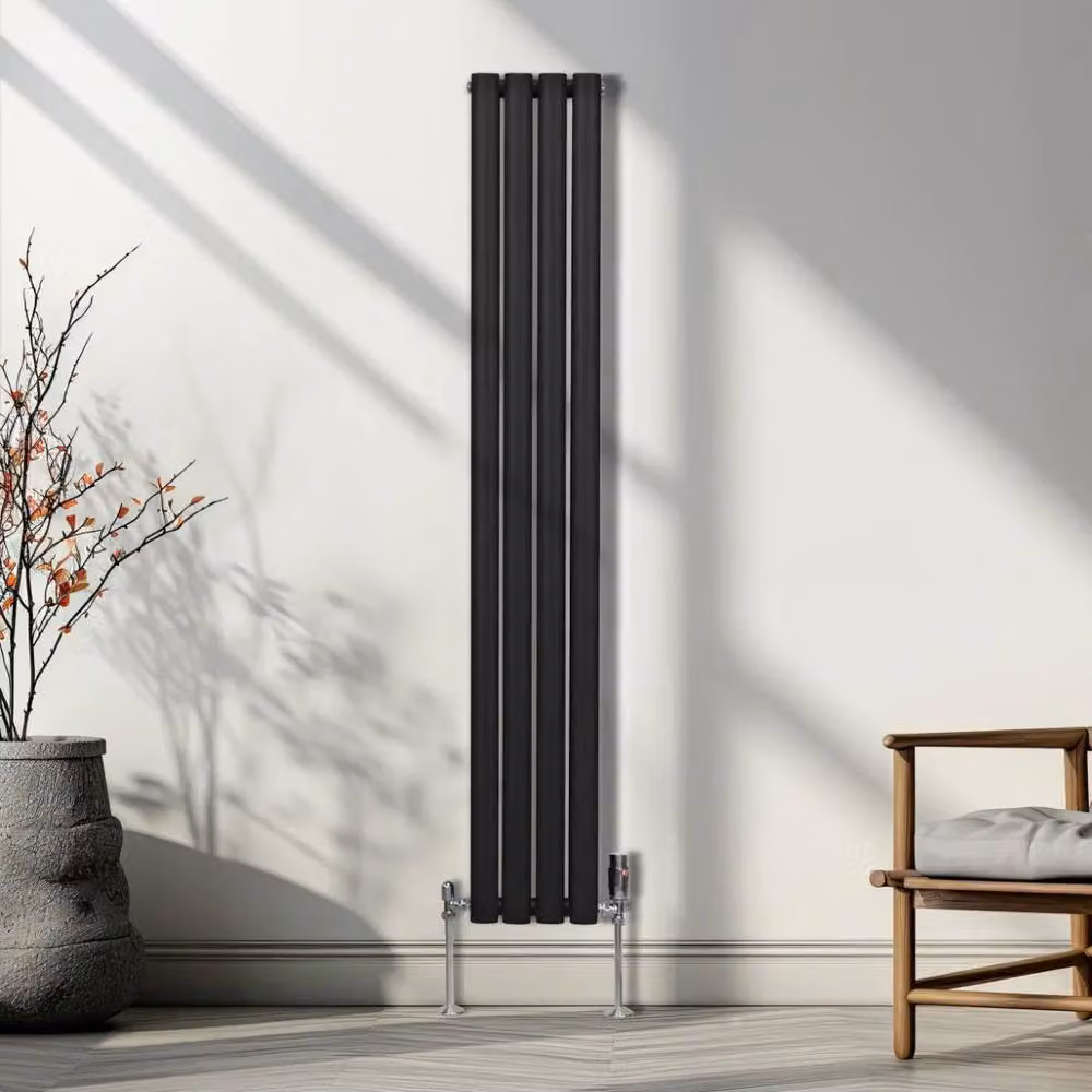 Monstershop Oval Column Radiator in Black Steel, H: 160 cm, W: 24 cm – 4