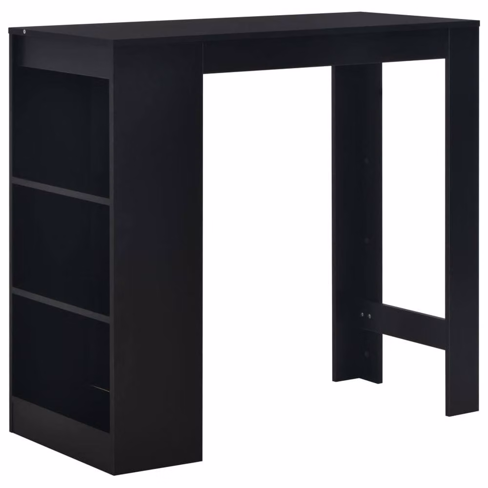 Berkfield Modern Black Bar Table with Shelf, W/D/H: 110 x 50 x 103 cm – 2