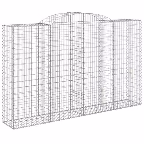 vidaXL 13-piece Arched Gabion Baskets in Silver Galvanised Steel, W: 300 cm, D: 50 cm, H: 180/200 cm