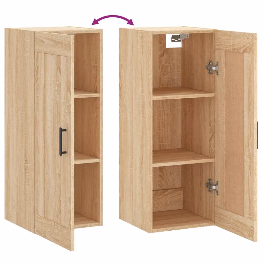 Berkfield Home Wall Mounted Sonoma Oak Cabinet in Light Brown, W/D/H: 34.5 x 34 x 90 cm – 3