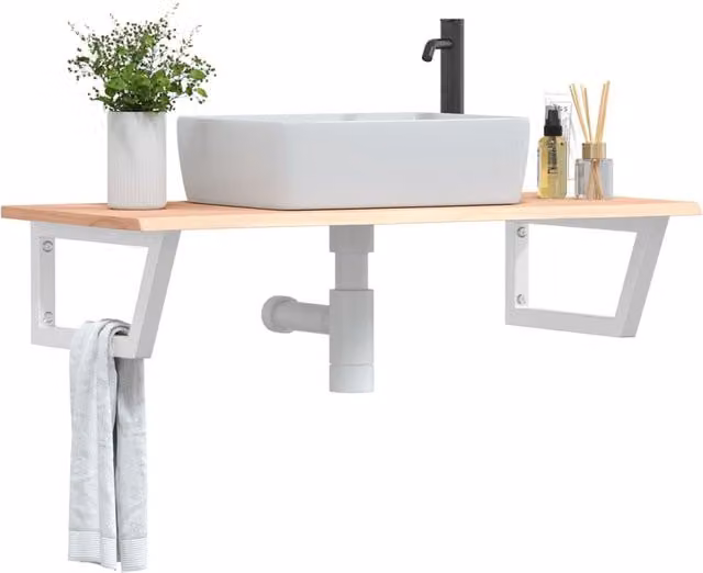 Berkfield Home Wall Mounted Basin Shelf in Brown Oak and Steel