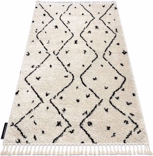 RugsX Berber Geometric Boho Rectangular Rug in Yellow and White, W: 160 cm, L: 220 cm