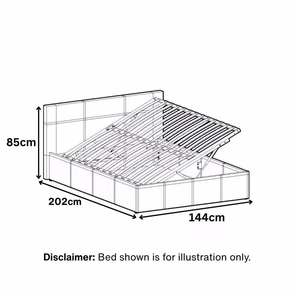 Kosy Koala Grey Velvet Ottoman Bed with Gas Lift Storage, 4ft6 Double, W/D/H: 140 x 200 x 76.7 cm – 4