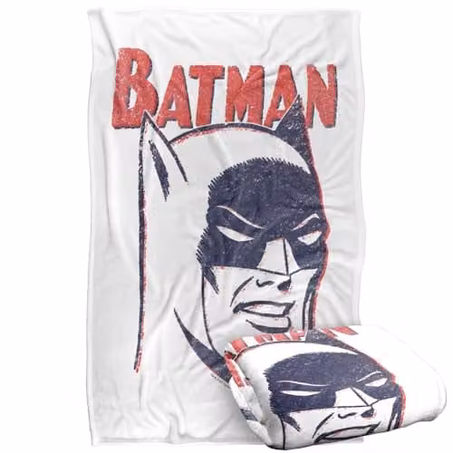 Warner Bros. Batman Crayon Man Silky Touch Super Soft Fleece Throw Blanket, Multicolour, W: 91.44 cm x L: 147 cm