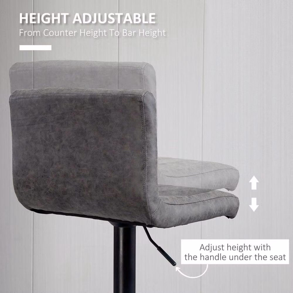 Wyld Haus Ralava Set of 2 Grey Faux Leather Adjustable Swivel Bar Stools – 7