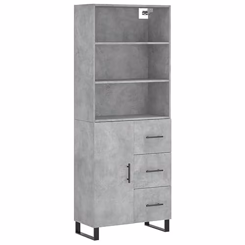 vidaXL Modern Highboard in Concrete Grey with Hinged Doors and Internal Shelves, H x W x D: 180 x 69.5 x 34 cm – 1