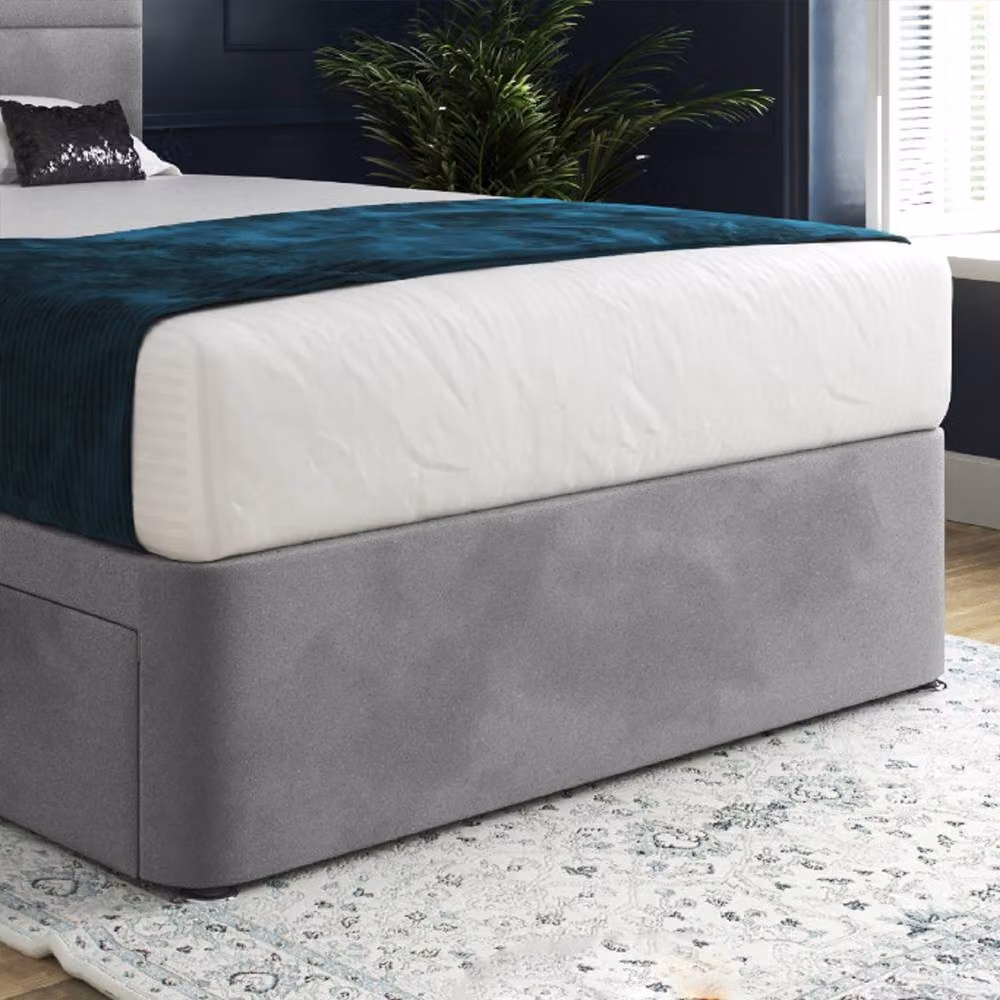 Casani Wolfforth Grey Upholstered Designer Divan Bed Frame with Floorstanding Headboard and Drawers W/D/H: 100 x 200 x 76 cm – 4