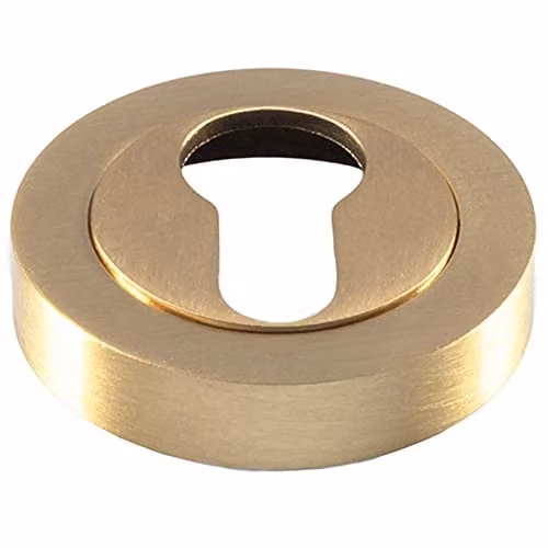 Loops 50mm Euro Profile Round Escutcheon with Concealed Fix in Satin Brass