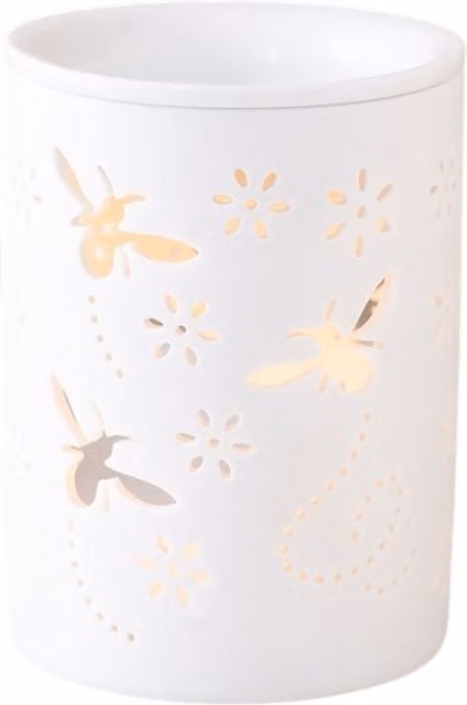 Something Different Wholesale White Ceramic Bee and Flower Cut Out Oil Burner and Wax Warmer