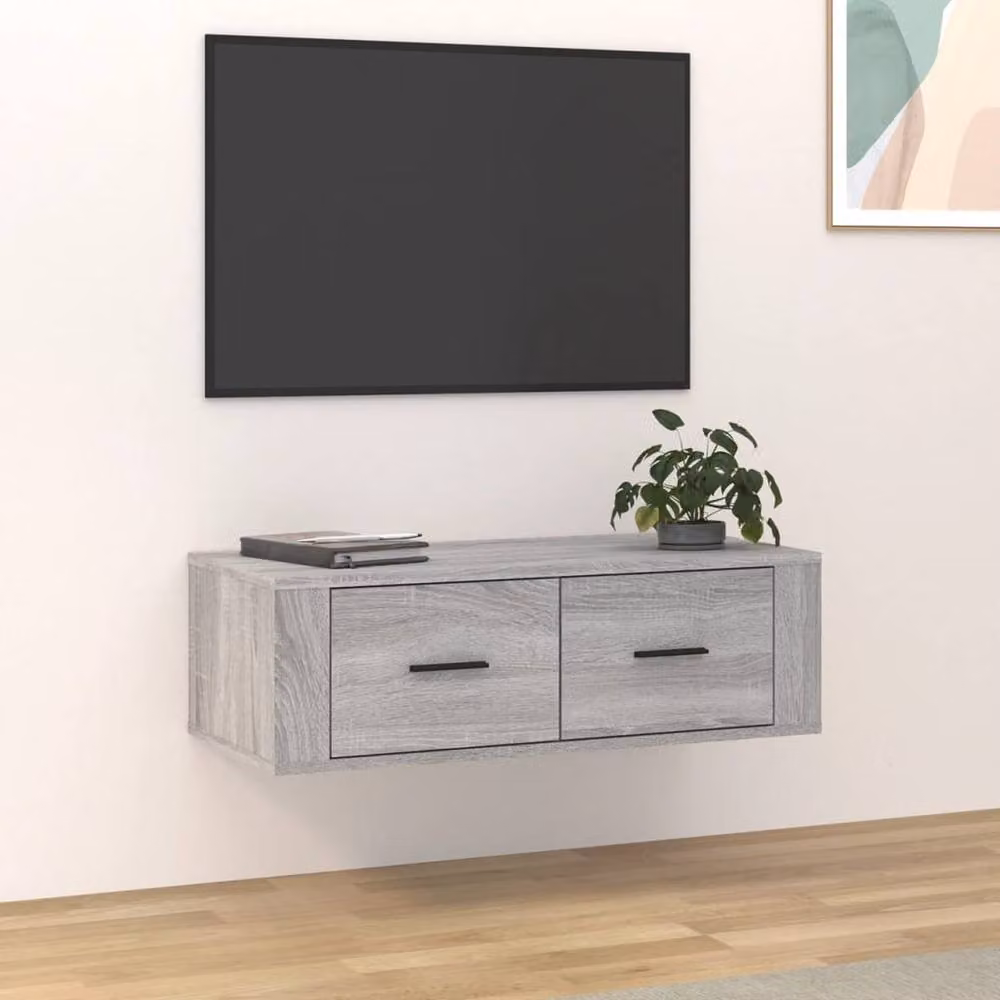 Berkfield Home Hanging TV Cabinet in Grey Sonoma, W/D/H: 80 x 36 x 25 cm – 2
