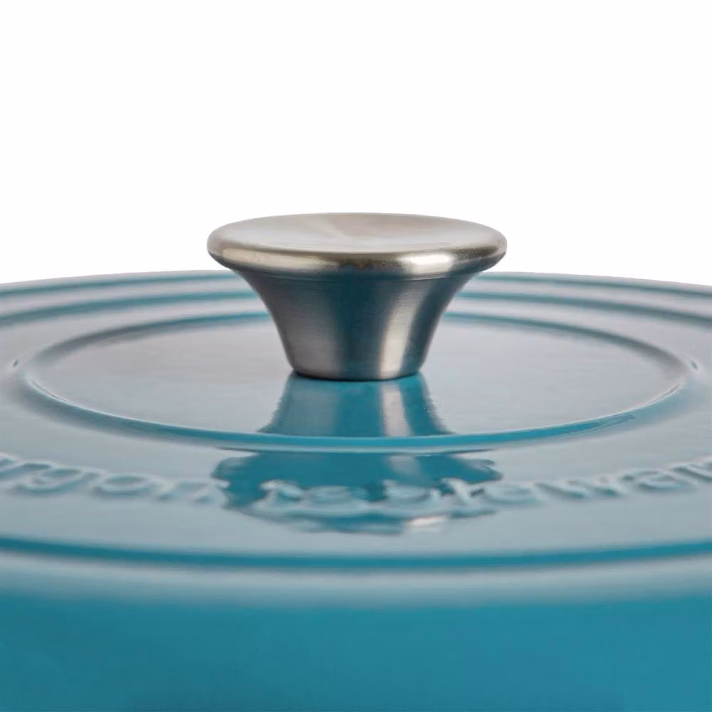 Argon Tableware Set of 2 Teal Enamel Cast Iron Shallow Casserole Dishes with Self-Basting Lids, 2.3 l each – 5