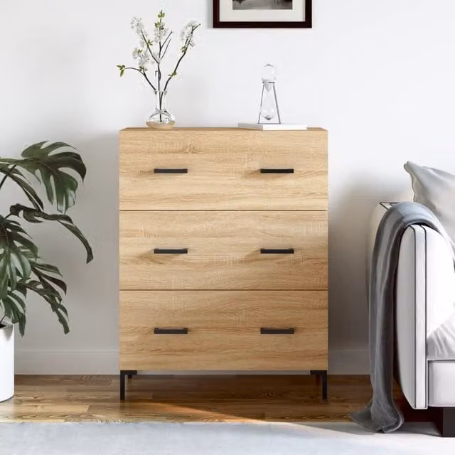 Berkfield Home Sonoma Oak Sideboard in Brown, W/D/H: 69.5 x 34 x 90 cm
