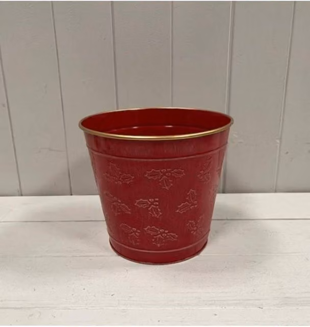 KDMD Red Rustic Christmas Holly Pot 16mm