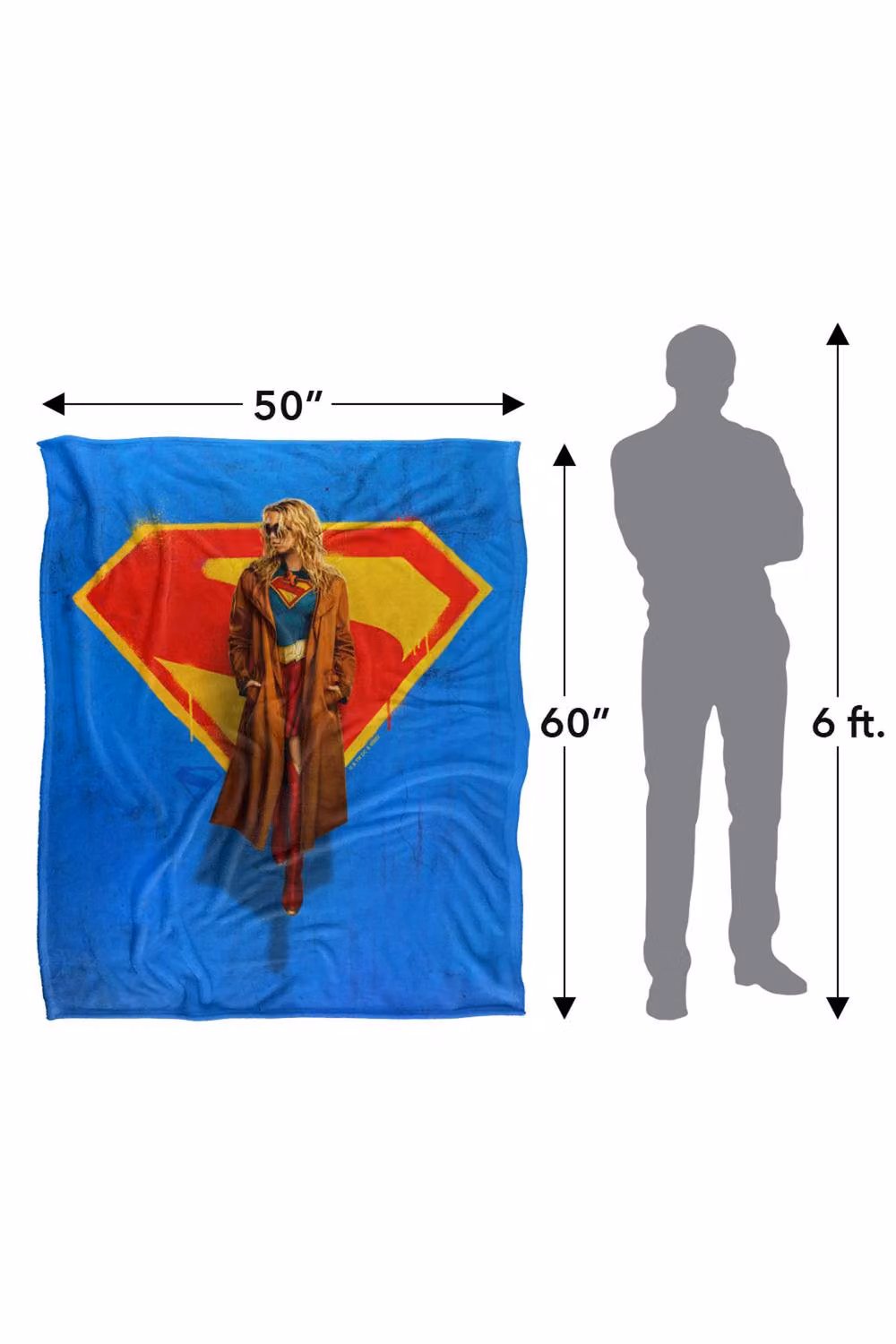 Warner Bros. Supergirl and Logo Blue Silky Touch Super Soft Fluffy Throw Blanket, Extra Large – 3