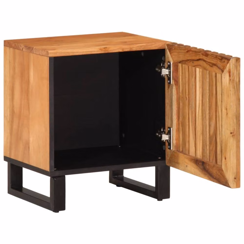 Berkfield Home Set of 2 Acacia Wood Bedside Cabinets in Brown, W/D/H: 40 x 34 x 46 cm – 3