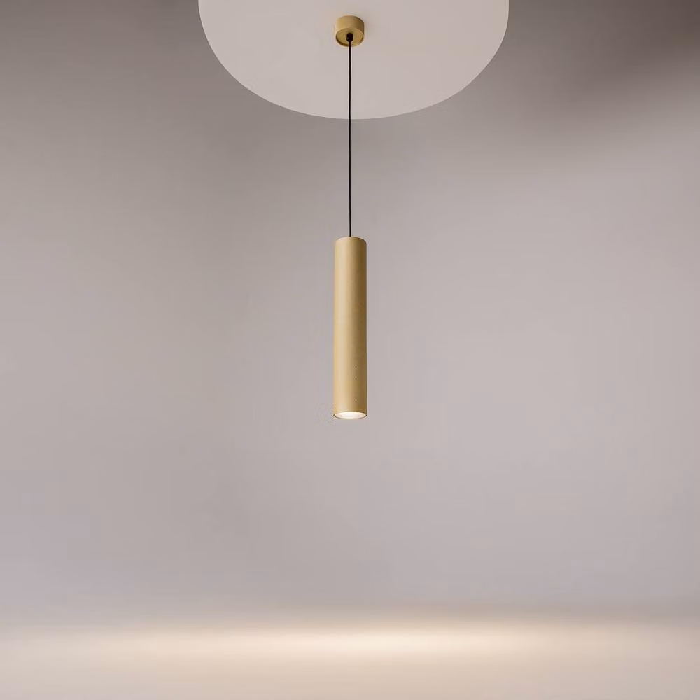 Netlighting Artisan Slim Cylinder Pendant Ceiling Light in Gold/Brass with 1xGU10 Socket – 2