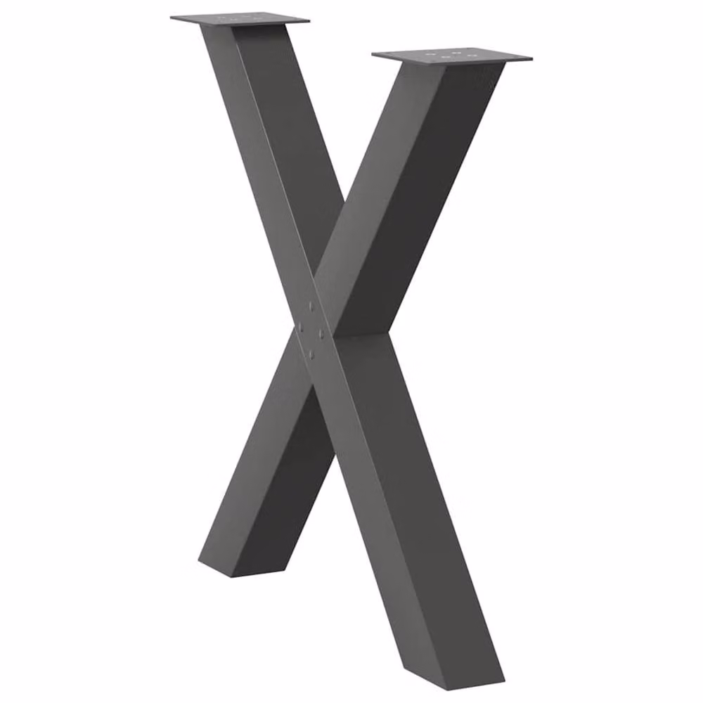 Berkfield Home Modern X-Shaped Dining Table Legs, 2 Piece Set, Anthracite Grey Powder-Coated Steel, H: 72.5 cm x W: 80 cm – 2
