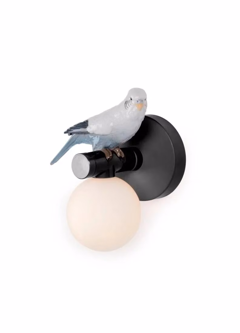 Lladró Parrot Wall Light in Black and Multicolour Ceramic and Metal