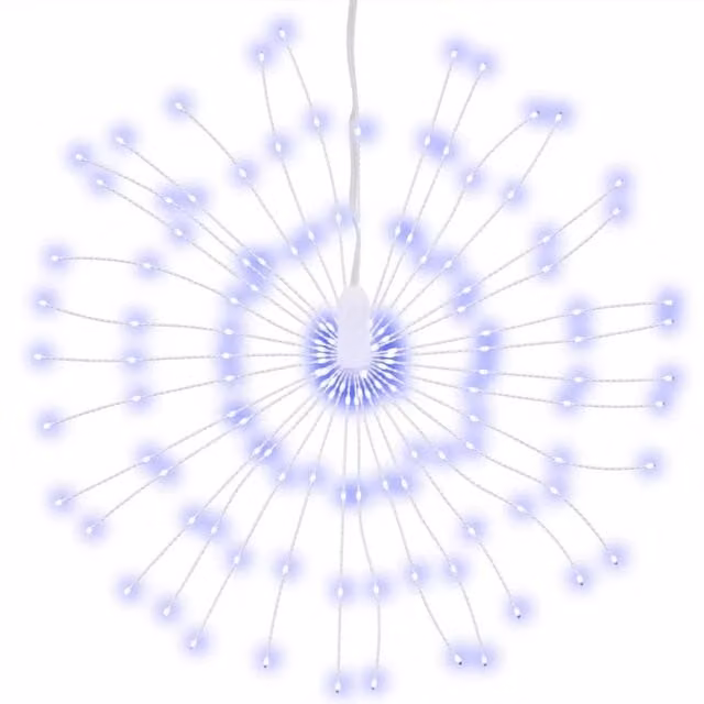 Berkfield Home Festive Christmas Starburst Lights, 140 LEDs, 8 Pieces, Blue, Diameter: 17 cm