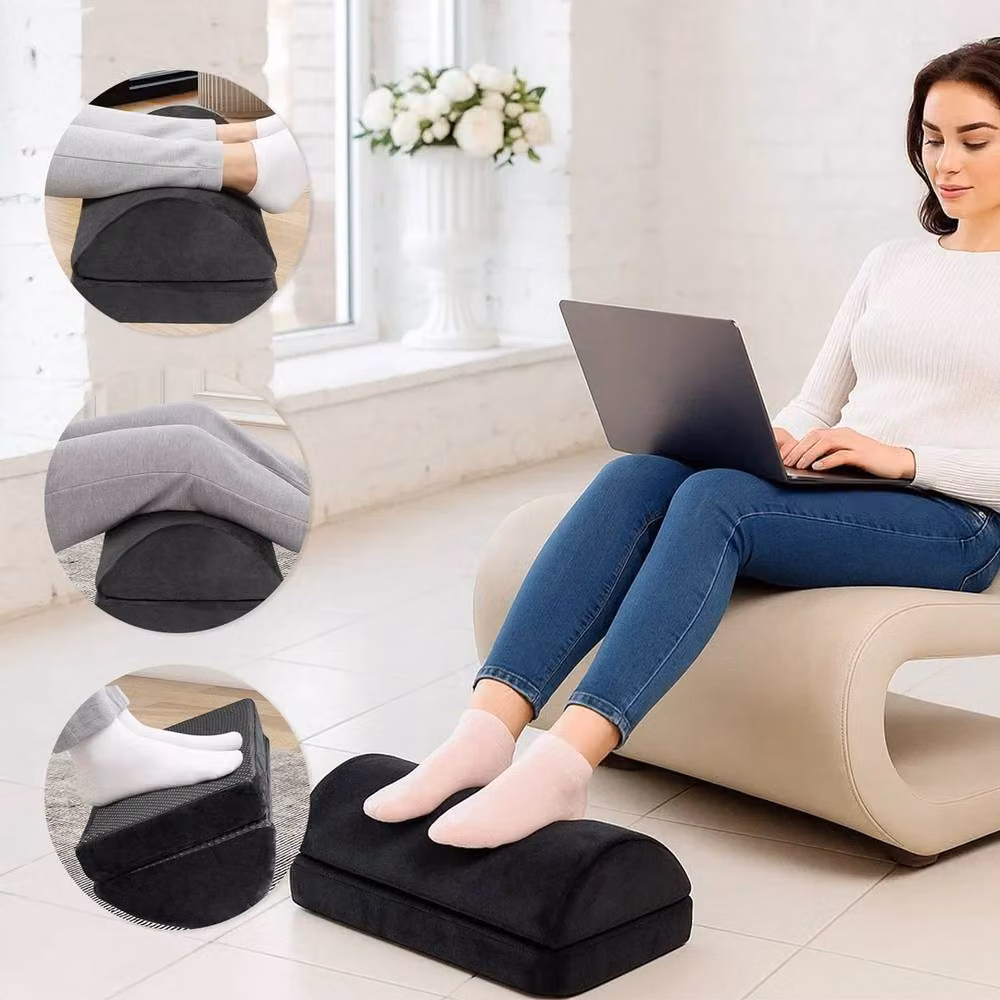 Havendro Adjustable 2-Height Memory Foam Desk Footrest in Black, W/D/H: 43.5 x 43.5 x 18.5 cm – 4