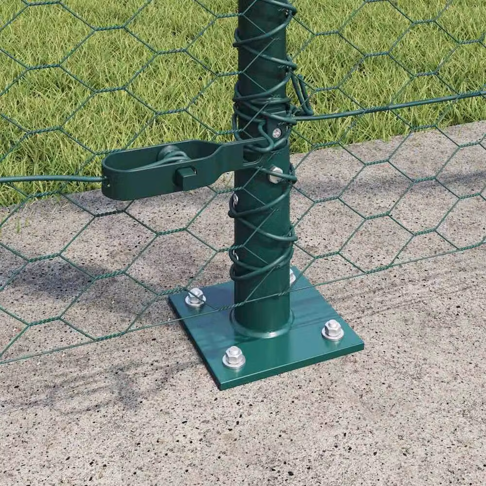 Berkfield Home Green Powder-Coated Steel Hexagon Wire Mesh Fence, H: 140 cm x L: 50 m – 3