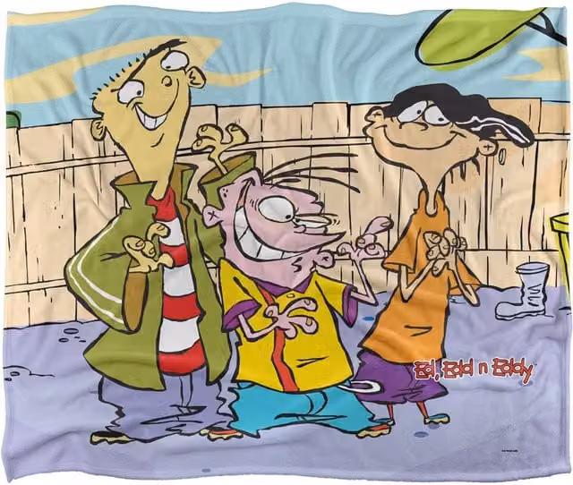 Cartoon Network Ed Edd N Eddy Backyard Boys Super Soft Silky Touch Throw Blanket, White and Multicolour, W: 152 cm, D: 127 cm