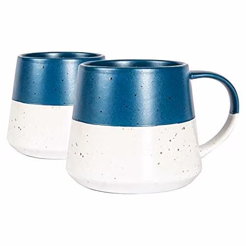 Nicola Spring Ceramic Stoneware Mug Set, Pack of 2, Blue and Orange, 370ml – 1