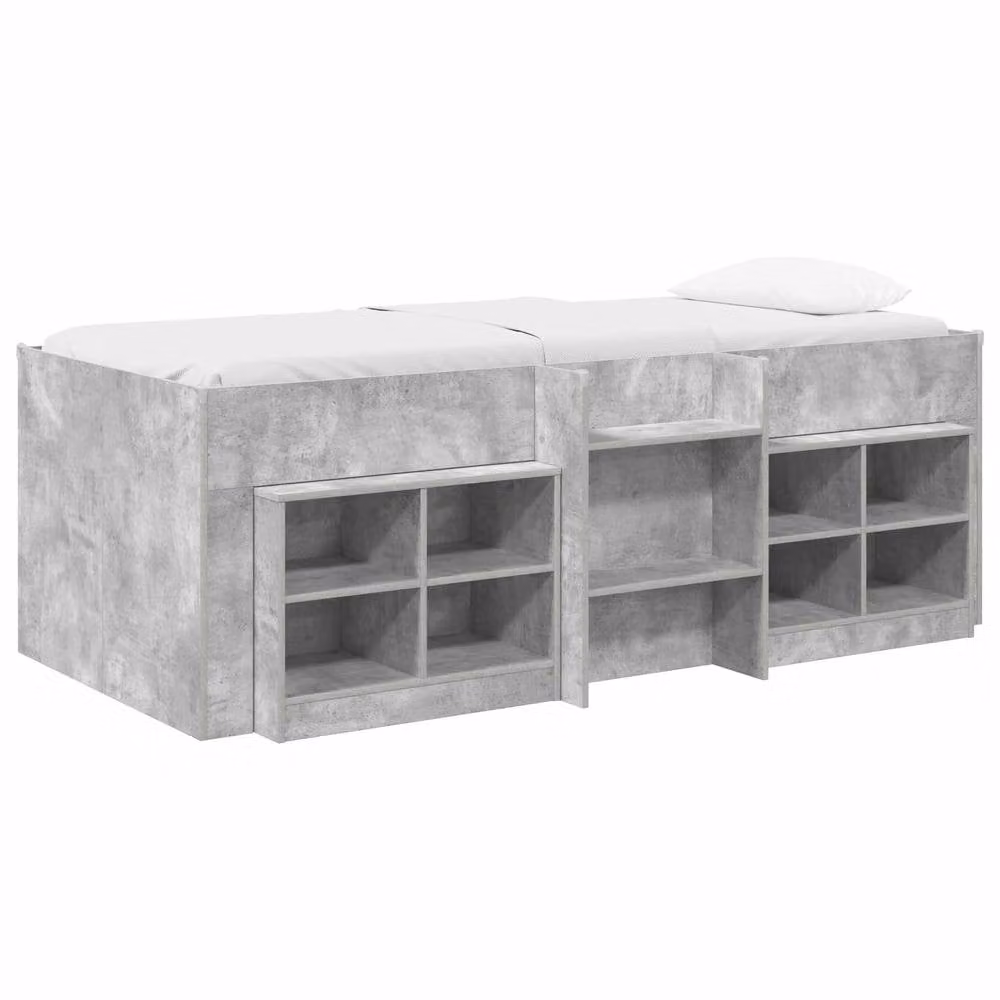 Berkfield Home Loft Bed Frame with Cabinet in Concrete Grey Engineered Wood – 2