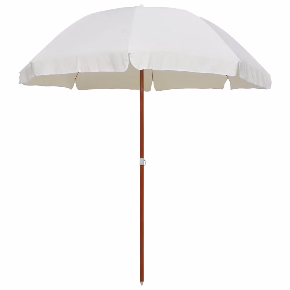 Berkfield Home Parasol with Steel Pole in Beige Sand, Diameter: 240 cm – 1