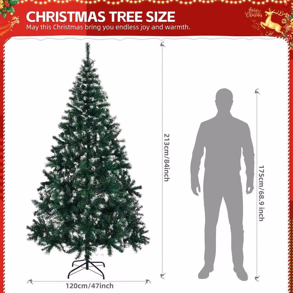 PAWNORA 7ft Green Bushy LED Christmas Tree with Warm White Lights – 2