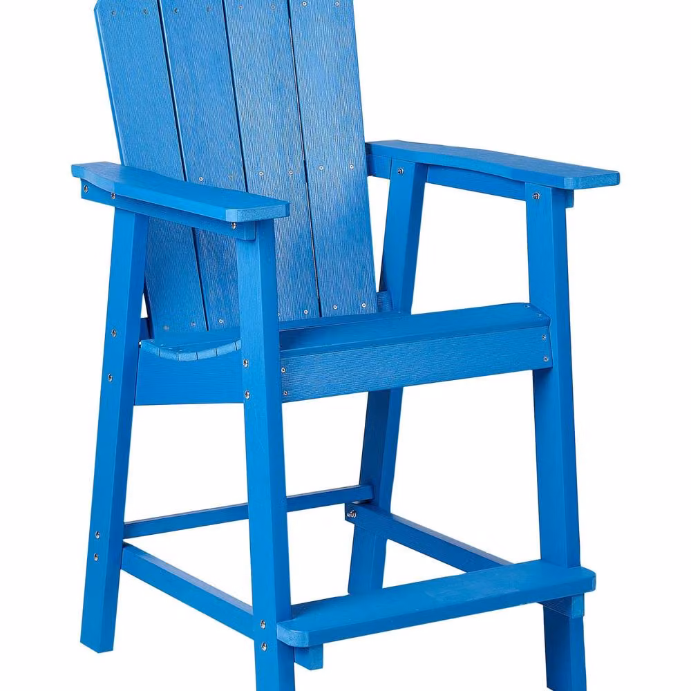 Wyld and Coco Garden Bar Chair in Blue Faux-Wood with Stainless Steel and Plastic Construction – 2