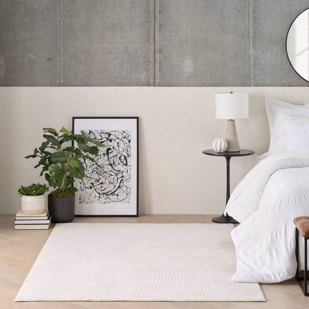 DKNY Central Park West Cep01 Ivory Abstract Modern Rug, W: 274 cm, D: 366 cm – 2