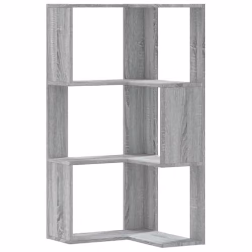 vidaXL 3-Tier Corner Bookcase in Grey, W/D/H: 50 x 50 x 102 cm – 1