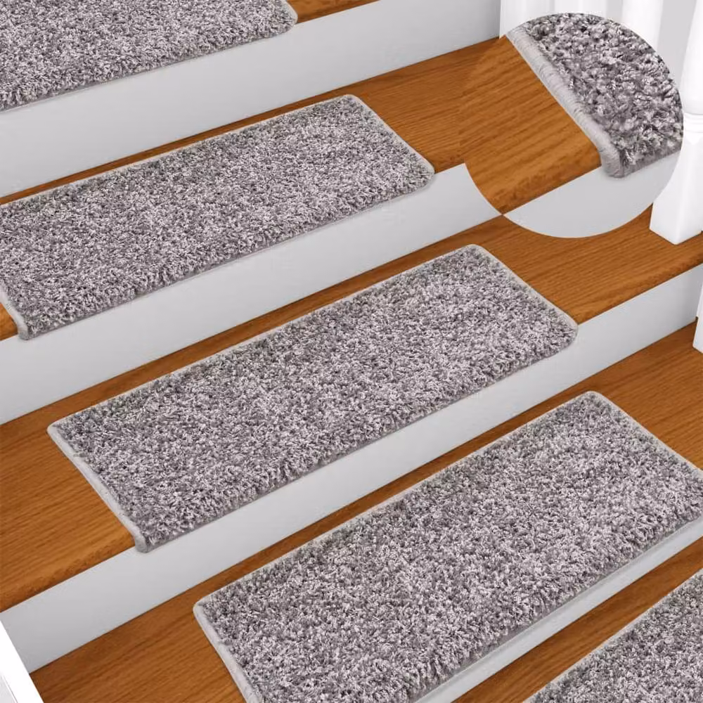 Berkfield Home Decorative Carpet Stair Treads, 15 Pieces, Grey, W: 65 cm, D: 21 cm, H: 4 cm – 2