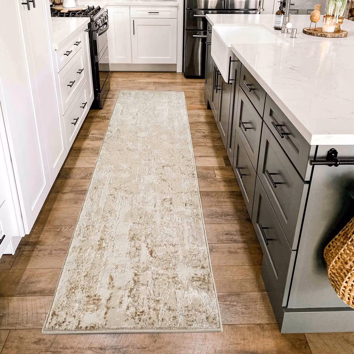 Desire Rugs Styra Modern Abstract Area Rug in Beige, W/D/H: 60 x 220 cm – 3