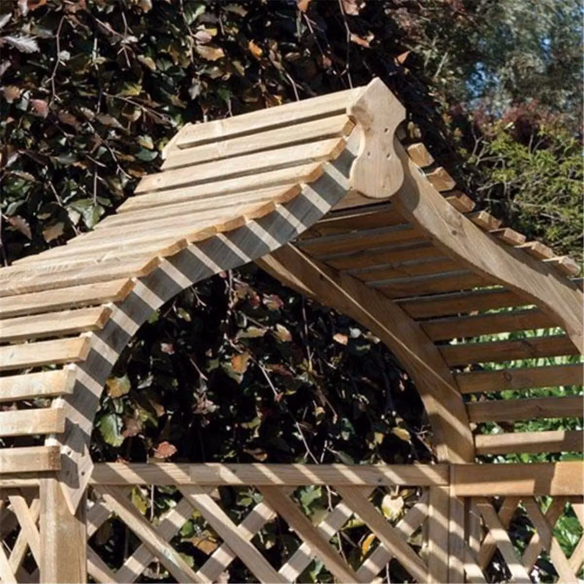 Cheshire Pressure Treated India Inspired Open Lattice Garden Arbour in Light Oak – 2
